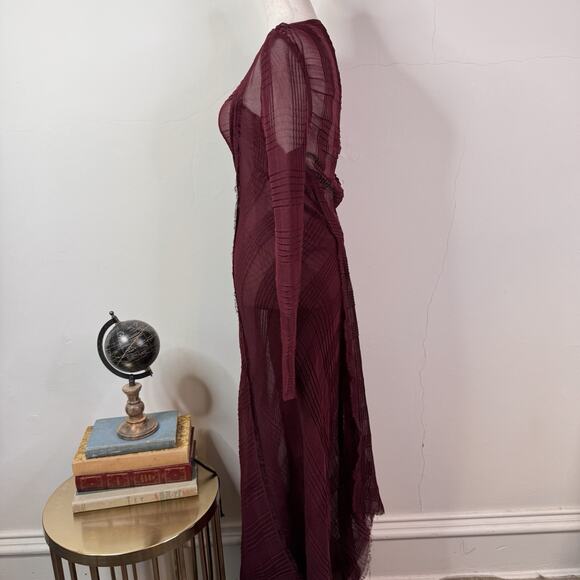 Roland Mouret Roka Checked Pleat Garnet Mesh Maxi Dress US 2 UK 6 NWT - Picture 7 of 11